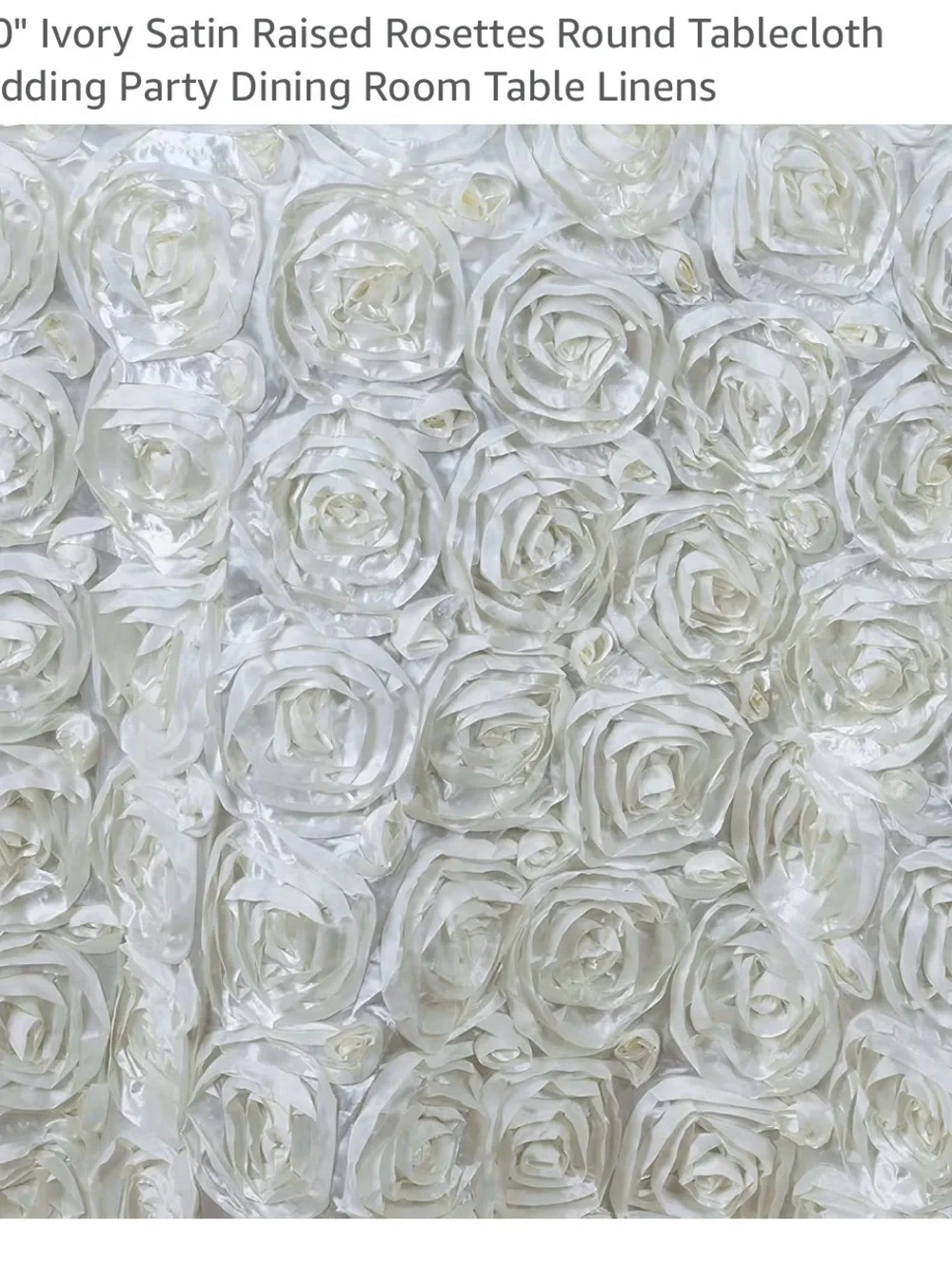 Ivory Rose Textured Tablecloth for Dining - Elegant Floral Design